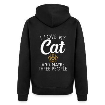 Gift Cat Owner Cat Gift - Unisex Premium Organic Zip Hoodie - black - Back - Nico (187cm)