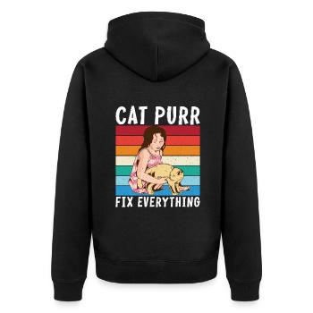Cadeau Propriétaire de chat Cadeau de chat - Veste à capuche bio Premium Unisexe - noir - Dos - Nico (187cm)