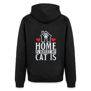 Gift Cat Owner Cat Gift - Unisex Premium Organic Zip Hoodie - black - Back - Nico (187cm)