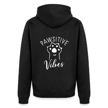 Gift Cat Owner Cat Gift - Unisex Premium Organic Zip Hoodie - black - Back - Nico (187cm)