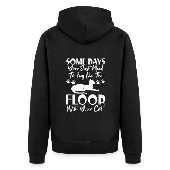 Gift Cat Owner Cat Gift - Unisex Premium Organic Zip Hoodie - black - Back - Nico (187cm)