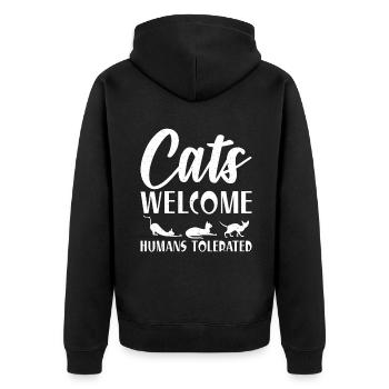 Gift Cat Owner Cat Gift - Unisex Premium Organic Zip Hoodie - black - Back - Nico (187cm)