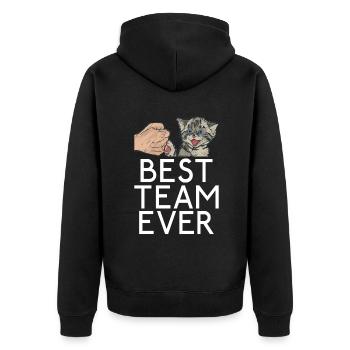 Cadeau Propriétaire de chat Cadeau de chat - Veste à capuche bio Premium Unisexe - noir - Dos - Nico (187cm)