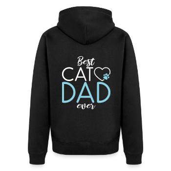 Gift Cat Owner Cat Gift - Unisex Premium Organic Zip Hoodie - black - Back - Nico (187cm)