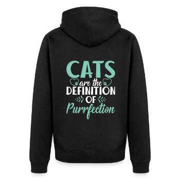 Gift Cat Owner Cat Gift - Unisex Premium Organic Zip Hoodie - black - Back - Nico (187cm)