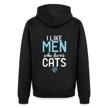Gift Cat Owner Cat Gift - Unisex Premium Organic Zip Hoodie - black - Back - Nico (187cm)