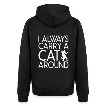 Gift Cat Owner Cat Gift - Unisex Premium Organic Zip Hoodie - black - Back - Nico (187cm)