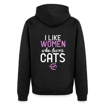 Cadeau Propriétaire de chat Cadeau de chat - Veste à capuche bio Premium Unisexe - noir - Dos - Nico (187cm)