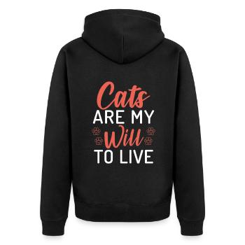 Gift Cat Owner Cat Gift - Unisex Premium Organic Zip Hoodie - black - Back - Nico (187cm)