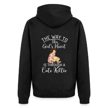 Gift Cat Owner Cat Gift - Unisex Premium Organic Zip Hoodie - black - Back - Nico (187cm)
