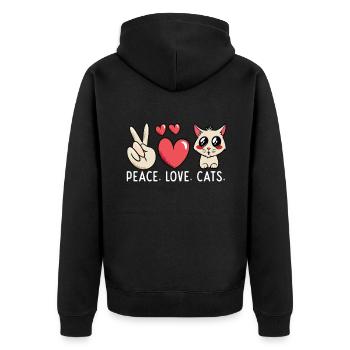 Geschenk Katze Besitzer Katze Geschenk - Unisex Premium Bio Zip Hoodie - Schwarz - Hinten - Nico (187cm)
