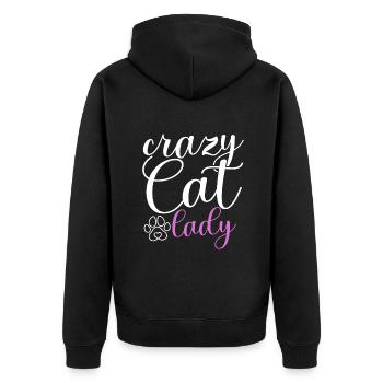 Geschenk Katze Besitzer Katze Geschenk - Unisex Premium Bio Zip Hoodie - Schwarz - Hinten - Nico (187cm)