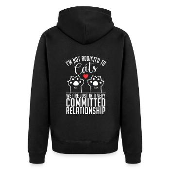 Gift Cat Owner Cat Gift - Unisex Premium Organic Zip Hoodie - black - Back - Nico (187cm)