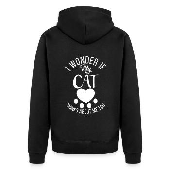 Cadeau Propriétaire de chat Cadeau de chat - Veste à capuche bio Premium Unisexe - noir - Dos - Nico (187cm)
