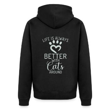 Cadeau Propriétaire de chat Cadeau de chat - Veste à capuche bio Premium Unisexe - noir - Dos - Nico (187cm)