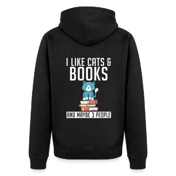 Cadeau Propriétaire de chat Cadeau de chat - Veste à capuche bio Premium Unisexe - noir - Dos - Nico (187cm)