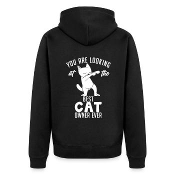 Gift Cat Owner Cat Gift - Unisex Premium Organic Zip Hoodie - black - Back - Nico (187cm)