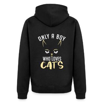Cadeau Propriétaire de chat Cadeau de chat - Veste à capuche bio Premium Unisexe - noir - Dos - Nico (187cm)