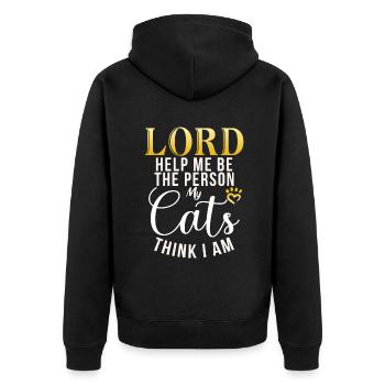 Cadeau Propriétaire de chat Cadeau de chat - Veste à capuche bio Premium Unisexe - noir - Dos - Nico (187cm)