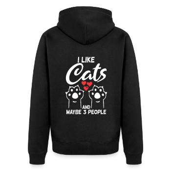 Cadeau Propriétaire de chat Cadeau de chat - Veste à capuche bio Premium Unisexe - noir - Dos - Nico (187cm)