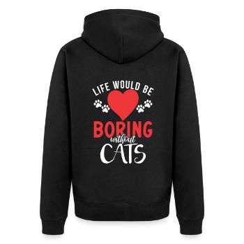 Cadeau Propriétaire de chat Cadeau de chat - Veste à capuche bio Premium Unisexe - noir - Dos - Nico (187cm)