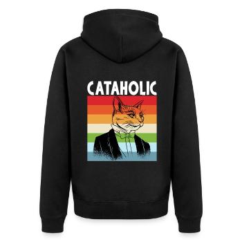 Gift Cat Owner Cat Gift - Unisex Premium Organic Zip Hoodie - black - Back - Nico (187cm)