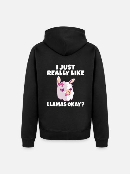 Llama Gift Llama Lover Gift - Unisex Premium Organic Zip Hoodie - black