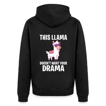 Lama Geschenk Lama Liebhaber Geschenk - Unisex Premium Bio Zip Hoodie - Schwarz - Hinten - Nico (187cm)