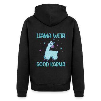 Lama Geschenk Lama Liebhaber Geschenk - Unisex Premium Bio Zip Hoodie - Schwarz - Hinten - Nico (187cm)