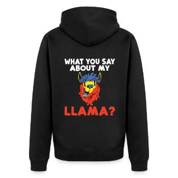 Lama Geschenk Lama Liebhaber Geschenk - Unisex Premium Bio Zip Hoodie - Schwarz - Hinten - Nico (187cm)