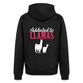Lama Geschenk Lama Liebhaber Geschenk - Unisex Premium Bio Zip Hoodie - Schwarz - Hinten - Nico (187cm)