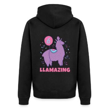 Lama Geschenk Lama Liebhaber Geschenk - Unisex Premium Bio Zip Hoodie - Schwarz - Hinten - Nico (187cm)