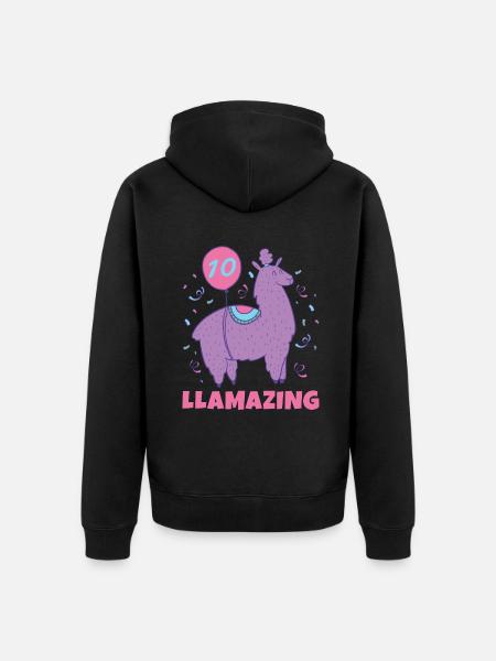 Llama Gift Llama Lover Gift - Unisex Premium Organic Zip Hoodie - black