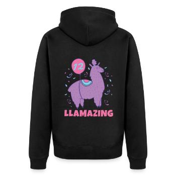 Cadeau Lama Lama Cadeau Amoureux - Veste à capuche bio Premium Unisexe - noir - Dos - Nico (187cm)