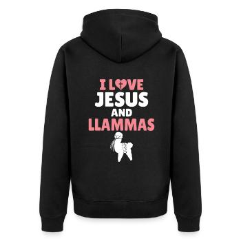 Lama Geschenk Lama Liebhaber Geschenk - Unisex Premium Bio Zip Hoodie - Schwarz - Hinten - Nico (187cm)