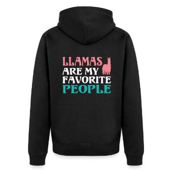 Lama Geschenk Lama Liebhaber Geschenk - Unisex Premium Bio Zip Hoodie - Schwarz - Hinten - Nico (187cm)