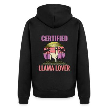 Cadeau Lama Lama Cadeau Amoureux - Veste à capuche bio Premium Unisexe - noir - Dos - Nico (187cm)