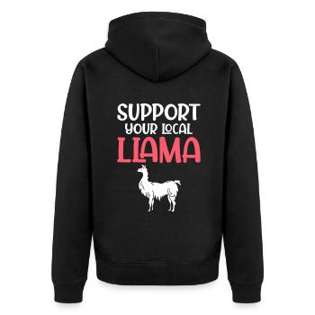 Lama Geschenk Lama Liebhaber Geschenk - Unisex Premium Bio Zip Hoodie - Schwarz - Hinten - Nico (187cm)