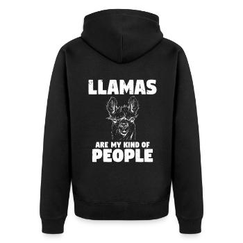 Lama Geschenk Lama Liebhaber Geschenk - Unisex Premium Bio Zip Hoodie - Schwarz - Hinten - Nico (187cm)