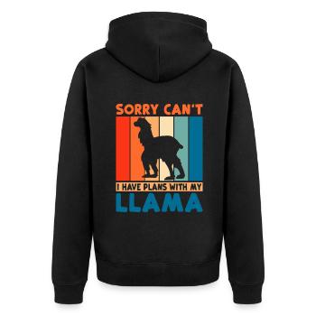 Lama Geschenk Lama Liebhaber Geschenk - Unisex Premium Bio Zip Hoodie - Schwarz - Hinten - Nico (187cm)