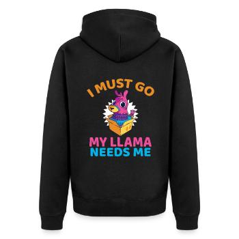 Lama Geschenk Lama Liebhaber Geschenk - Unisex Premium Bio Zip Hoodie - Schwarz - Hinten - Nico (187cm)