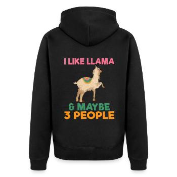 Lama Geschenk Lama Liebhaber Geschenk - Unisex Premium Bio Zip Hoodie - Schwarz - Hinten - Nico (187cm)