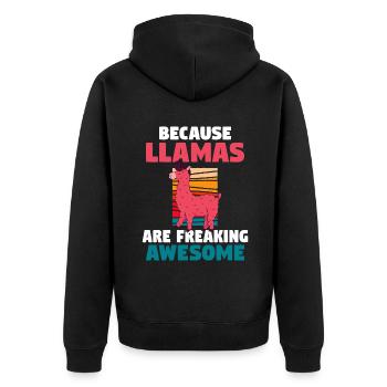 Lama Geschenk Lama Liebhaber Geschenk - Unisex Premium Bio Zip Hoodie - Schwarz - Hinten - Nico (187cm)