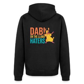 Lama Geschenk Lama Liebhaber Geschenk - Unisex Premium Bio Zip Hoodie - Schwarz - Hinten - Nico (187cm)