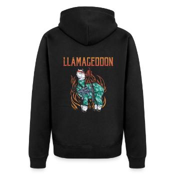 Lama Geschenk Lama Liebhaber Geschenk - Unisex Premium Bio Zip Hoodie - Schwarz - Hinten - Nico (187cm)