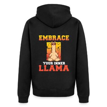 Lama Geschenk Lama Liebhaber Geschenk - Unisex Premium Bio Zip Hoodie - Schwarz - Hinten - Nico (187cm)