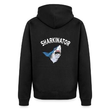Hai Geschenk Hai Liebhaber - Unisex Premium Bio Zip Hoodie - Schwarz - Hinten - Nico (187cm)