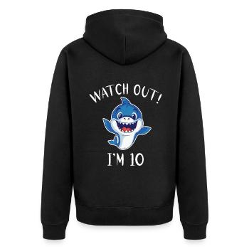 Hai Geschenk Hai Liebhaber - Unisex Premium Bio Zip Hoodie - Schwarz - Hinten - Nico (187cm)