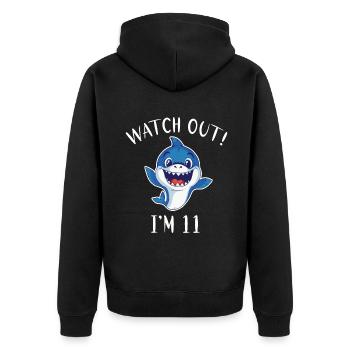 Cadeau de requin Amoureux des requins - Veste à capuche bio Premium Unisexe - noir - Dos - Nico (187cm)