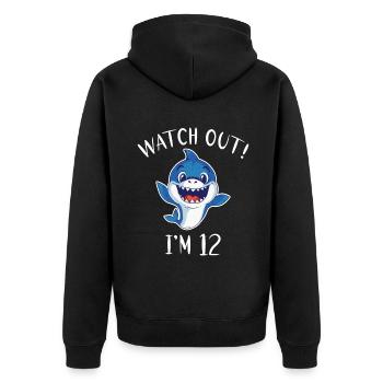 Hai Geschenk Hai Liebhaber - Unisex Premium Bio Zip Hoodie - Schwarz - Hinten - Nico (187cm)